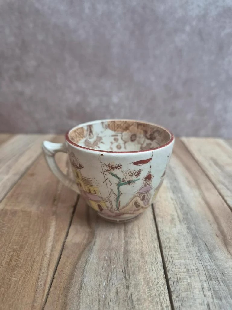 Taza de terra de hierro Sarreguemines modelo Kyoto policromada antigua – photo 3